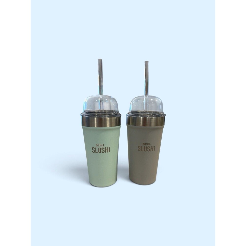 2 Ninja Slushie Bubble Cup Stainless Steel Vacuum Insulated Tumblers w/ Dome Lid